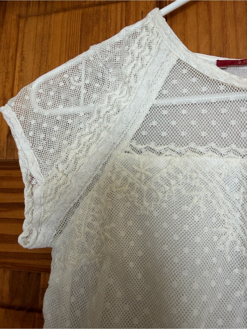 EDC ( by Esprit Group) White Lace-Trim Cotton Blend Mini Dress - Picture 4 of 9